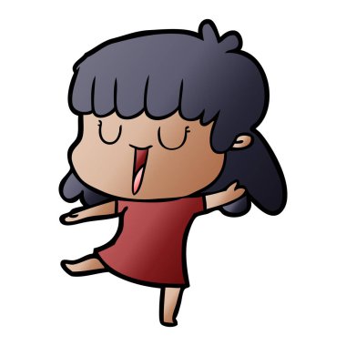 Çizgi filmdeki kadının vektör çizimi