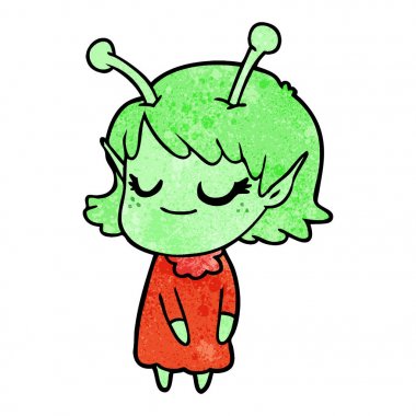 gülümseyen uzaylı kız çizgi film