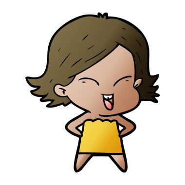 mutlu çizgi film kız vektör çizim