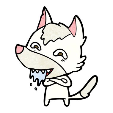 vektör çizim karikatür aç kurt