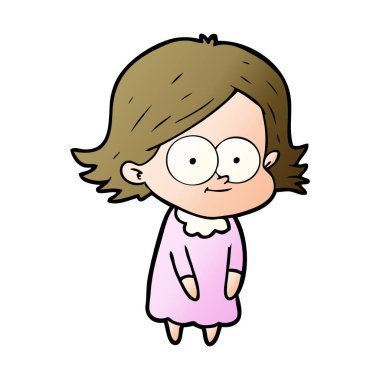 mutlu çizgi film kız vektör çizim