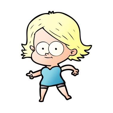 mutlu çizgi film kız vektör çizim