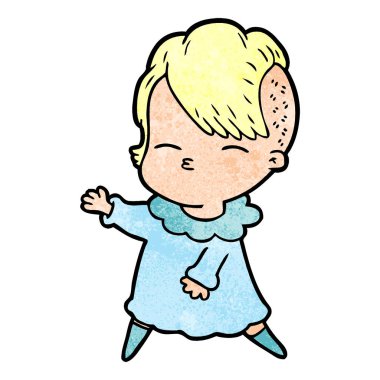 çizgi film kız gözlerini kısarak vektör çizim