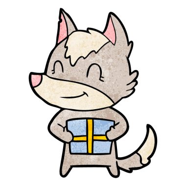 vektör çizim dostu karikatür kurt