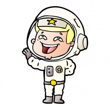 vektör çizim karikatür gülen astronot