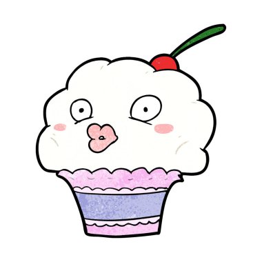 vektör çizim karikatür cupcake