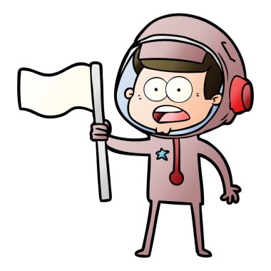 sürpriz astronot bayrak sallayarak çizgi film