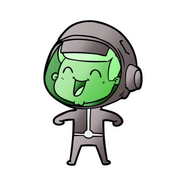 mutlu karikatür astronot vektör çizim