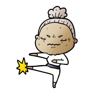 karikatür rahatsız yaşlı kadın