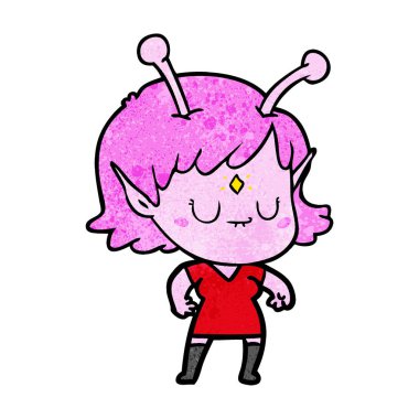 vektör çizim karikatür uzaylı kız