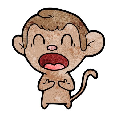 bağırarak karikatür maymun vektör çizim