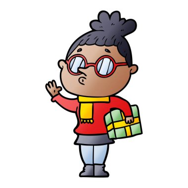 Çizgi filmdeki gözlüklü kadın