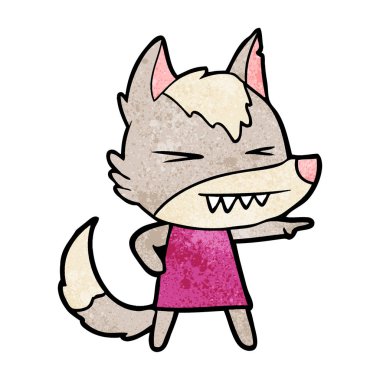 vektör çizim öfkeli wolf çizgi film