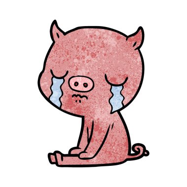 vektör çizim karikatür domuz ağlama