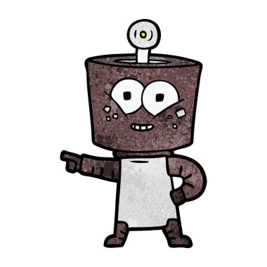 mutlu karikatür robot işaret