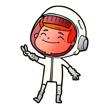 mutlu karikatür astronot vektör çizim