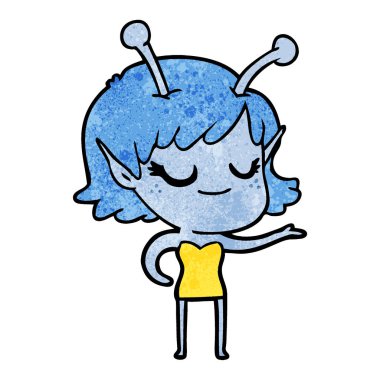 gülümseyen uzaylı kız çizgi film