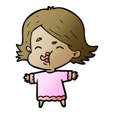 çizgi film kız yüz çekerek