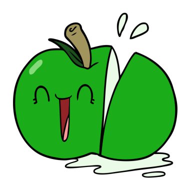 mutlu karikatür dilimlenmiş elma