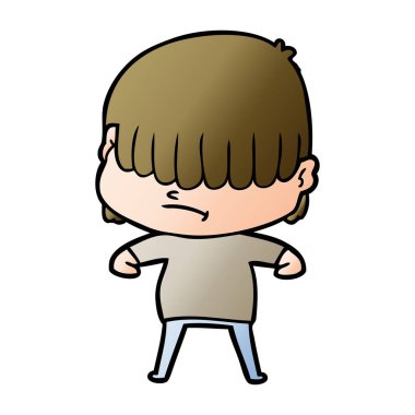 dağınık saçlı çocuk çizgi film