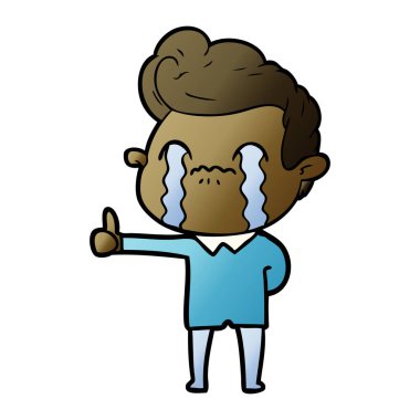 vektör çizim karikatür adam ağlıyor