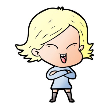 mutlu çizgi film kız vektör çizim