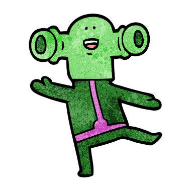 Dostu karikatür uzaylı vektör çizim