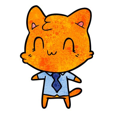 vektör çizim karikatür mutlu kedi