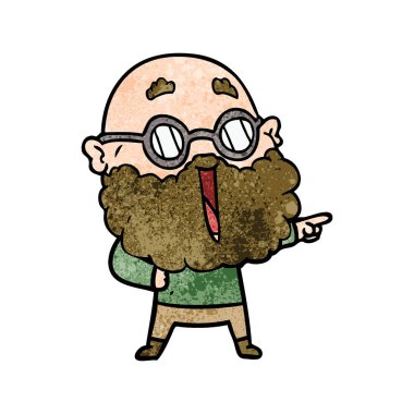 çizgi film neşeli adam sakal işaret parmağı