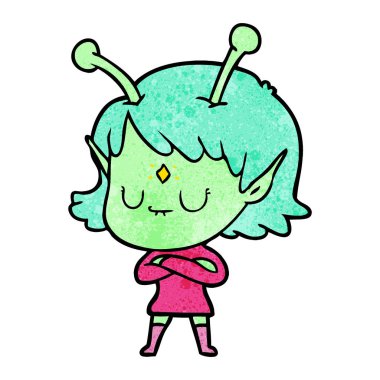 vektör çizim karikatür uzaylı kız