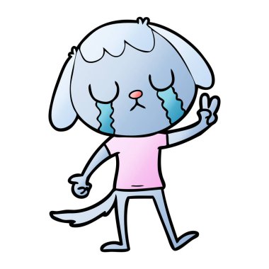 sevimli çizgi köpek ağlıyor