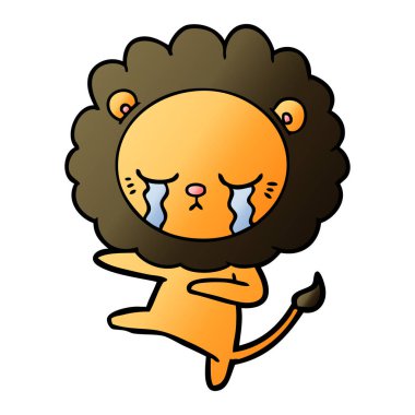 vektör çizim karikatür aslan ağlama