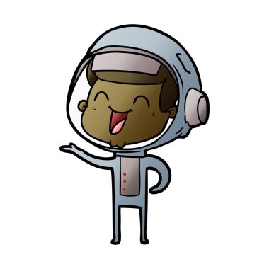 mutlu karikatür astronot vektör çizim