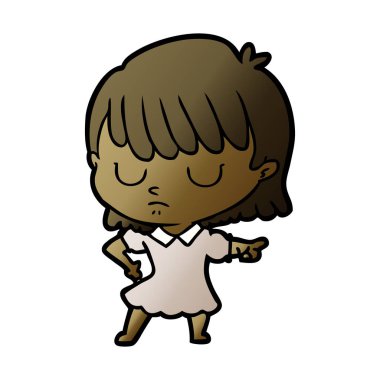 Çizgi filmdeki kadının vektör çizimi