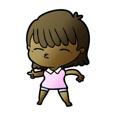 Çizgi filmdeki kadının vektör çizimi