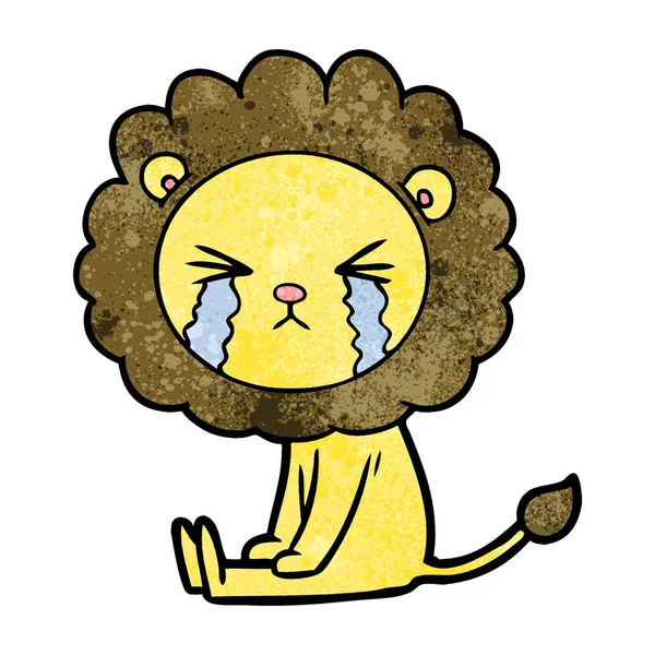 Vector Illustration Cartoon Crying Lion — Stock Vector