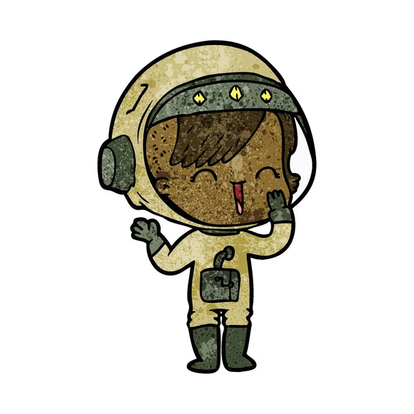 Dibujos Animados Riendo Astronauta Chica — Vector de stock