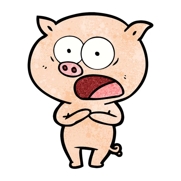 Ilustração Vetorial Porco Dos Desenhos Animados Gritando — Vetor de Stock