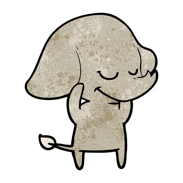 Vektorillustration Tecknade Leende Elefant — Stock vektor