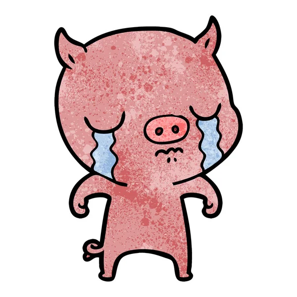 Illustration Vectorielle Cochon Dessin Animé Pleurer — Image vectorielle