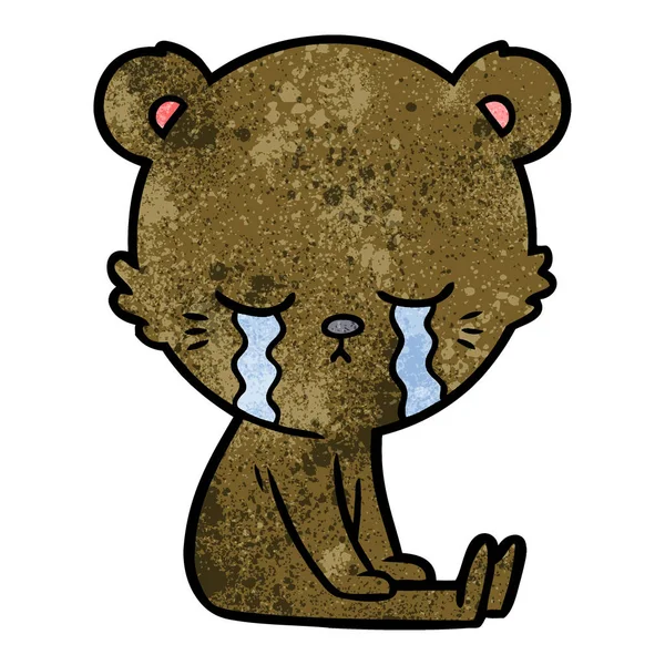 Illustrazione Vettoriale Piangere Orso Cartone Animato — Vettoriale Stock