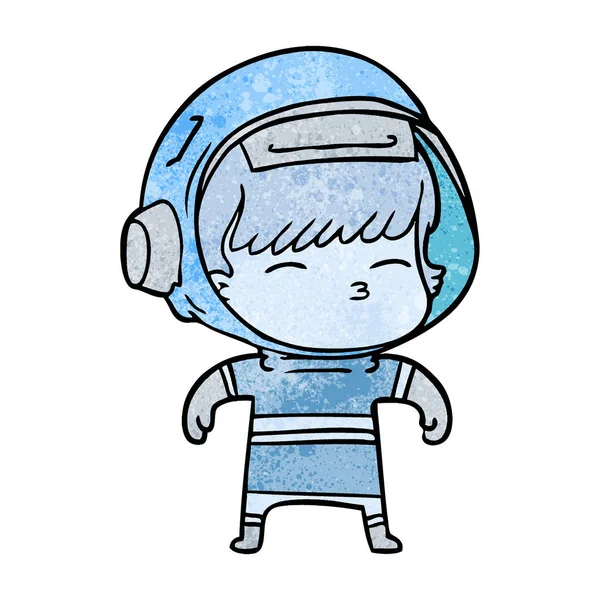 Vector Ilustración Dibujos Animados Astronauta Curioso — Vector de stock