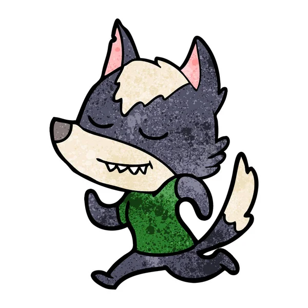 Vectorillustratie Van Vriendelijke Cartoon Wolf — Stockvector