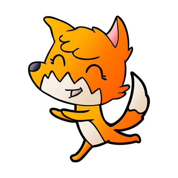 Vektorillustration Des Glücklichen Cartoon Fuchses — Stockvektor