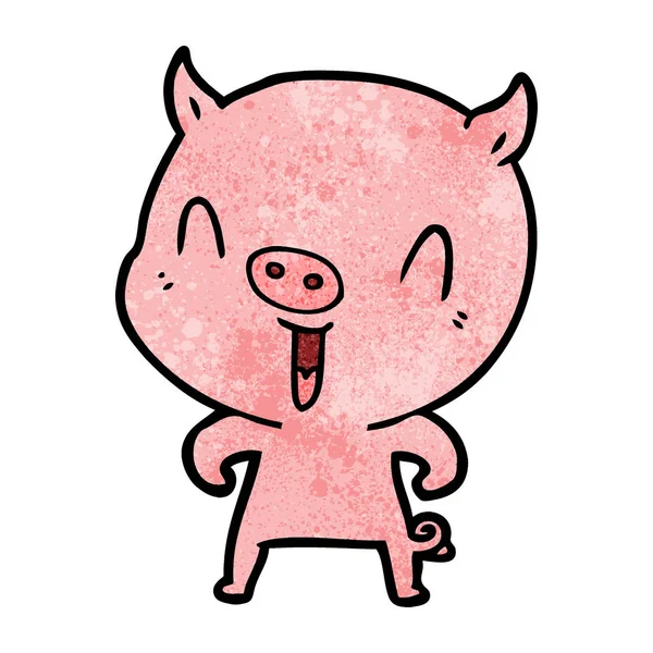 Векторна Ілюстрація Щасливої Мультяшної Свині — стоковий вектор