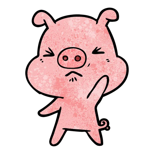 Illustration Vectorielle Cochon Colère Dessin Animé — Image vectorielle