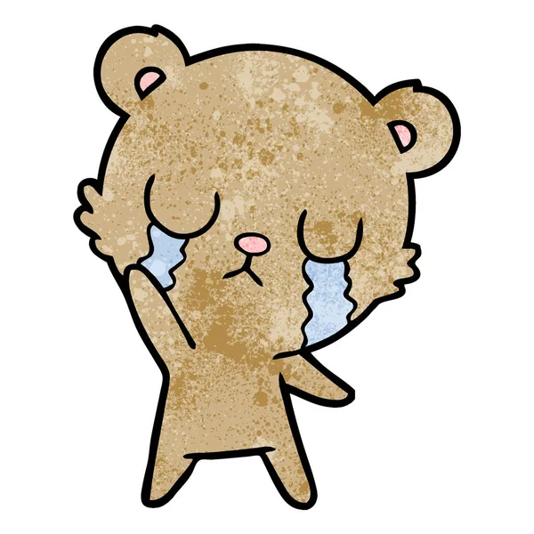 Chorando Urso Desenho Animado Acenando —  Vetores de Stock