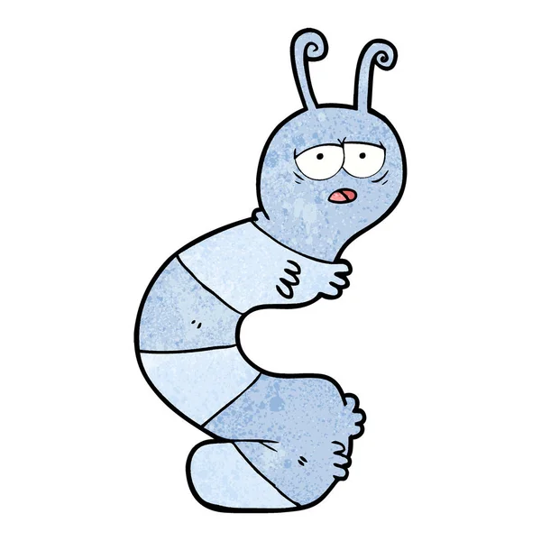 Vektorillustration Tecknad Trött Caterpillar — Stock vektor