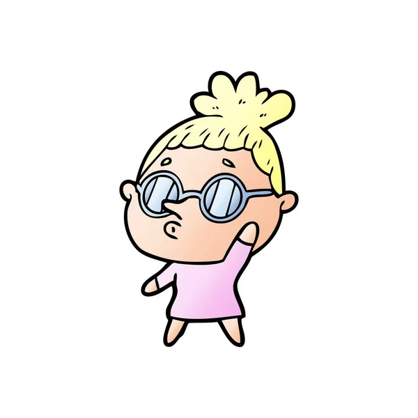 Cartoon Frau Mit Brille — Stockvektor