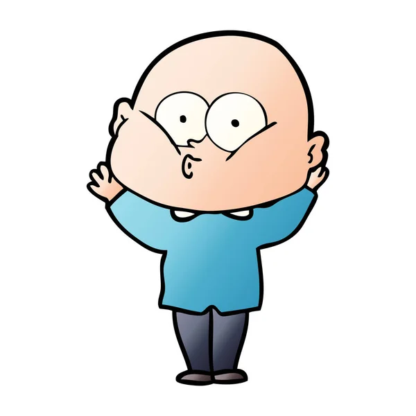 Cartoon Bald Man Staring — Stock Vector